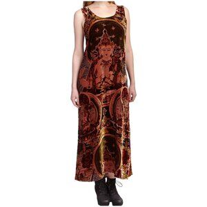 TAN’s Sacred Icon Buddha Brown Velvet Maxi Dress VBN17
